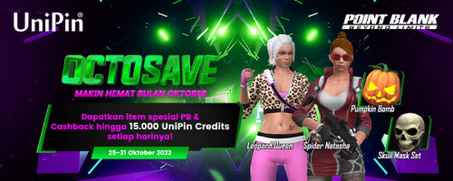 Octosave - Top up Game Point Blank di UniPin dan Dapatkan Bonus Special Halloween, Cashback Hingga 15.000 UniPin Credits Setiap Hari!